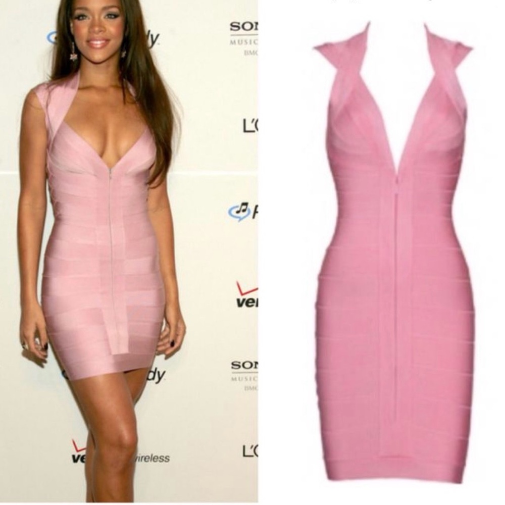 Pink Herve Leger Vintage Bandage Dress